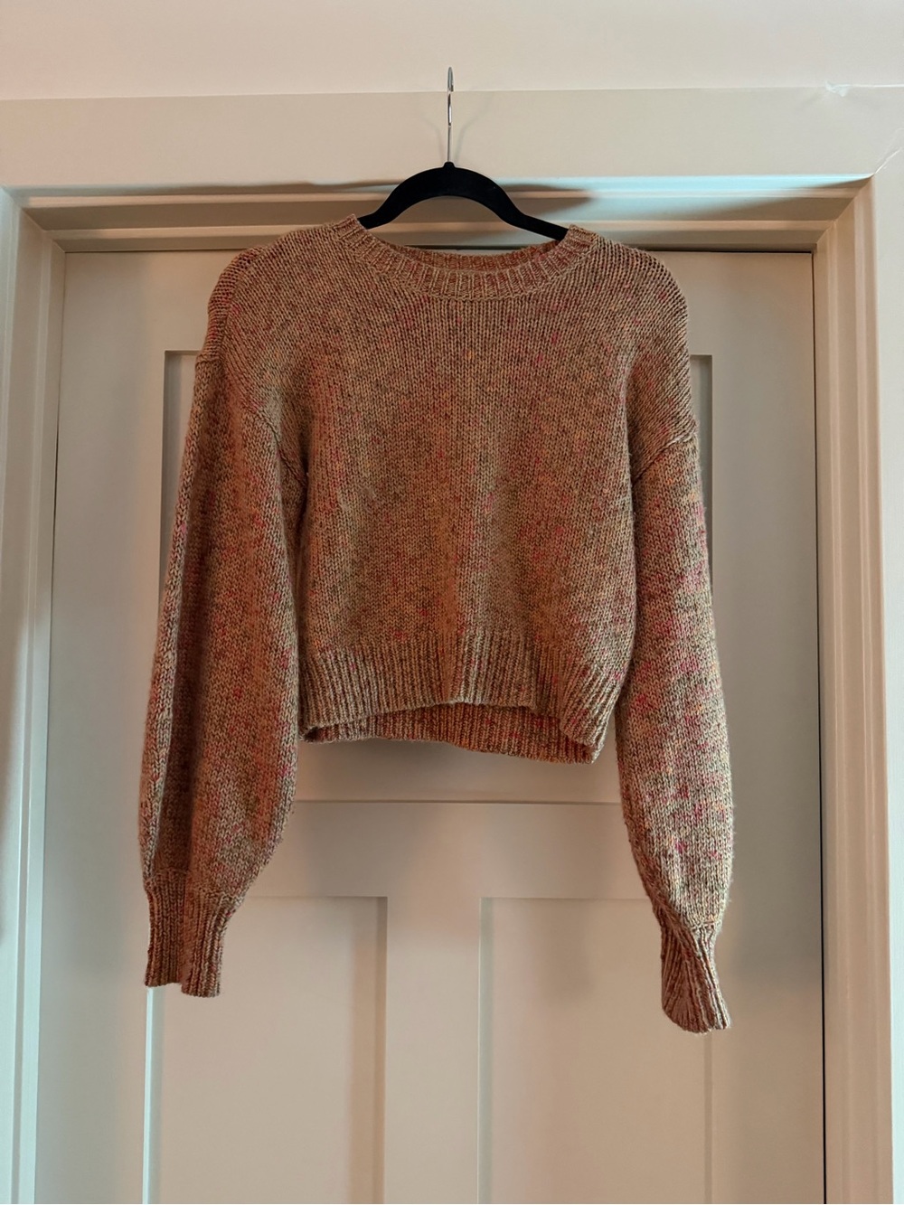 INTERMIX Orange/Brown Speckled Crewneck Sweater